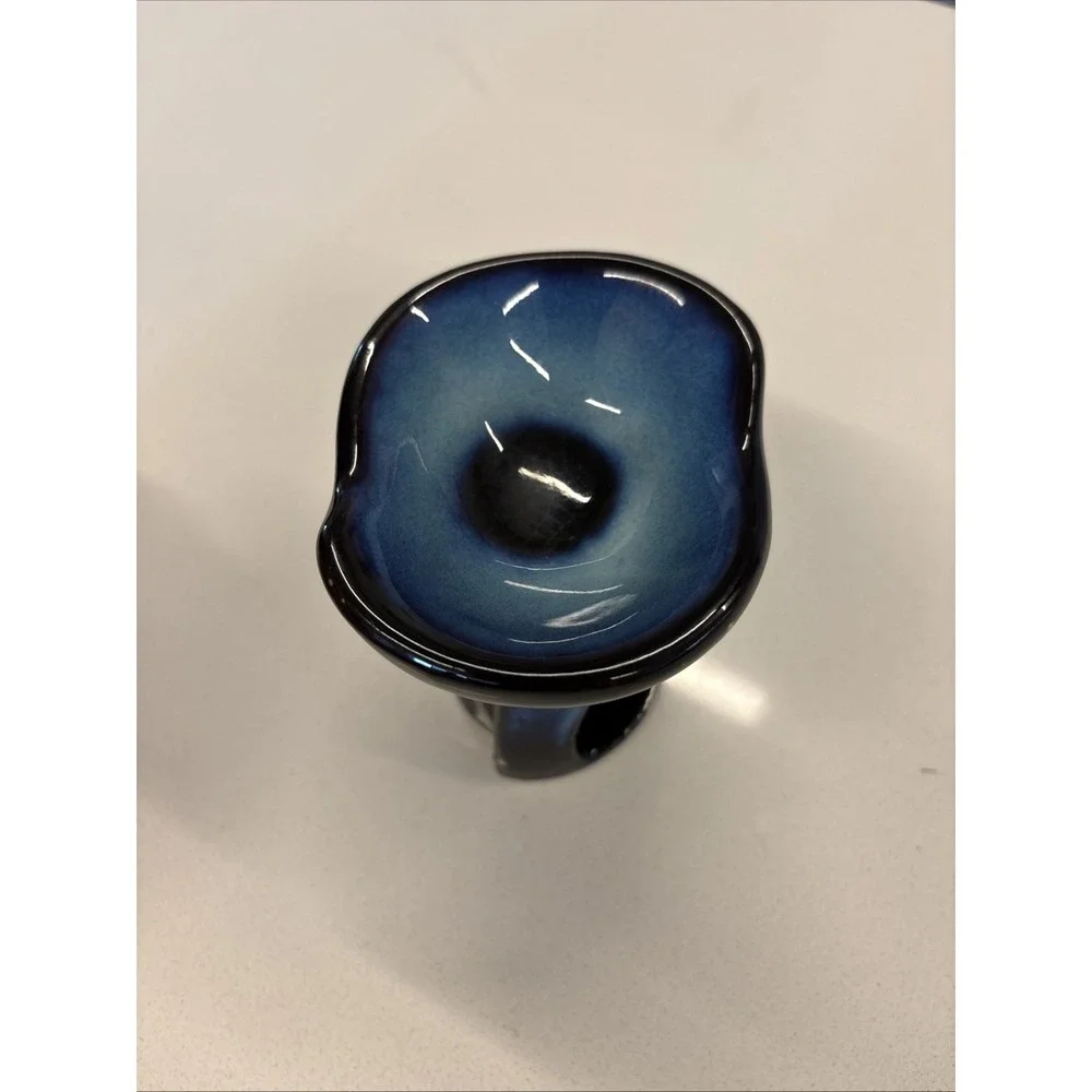 Dark Blue Iridescent Finish Ceramic Oil And Wax Warmer with Celestial Theme